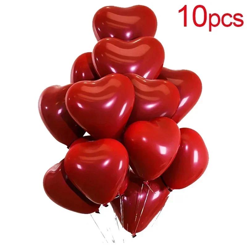 10/20/50pcs 10inch Red Heart Balloons Valentines Day Love Balloon For Valentines Decoration Wedding Party Balloon Birthday