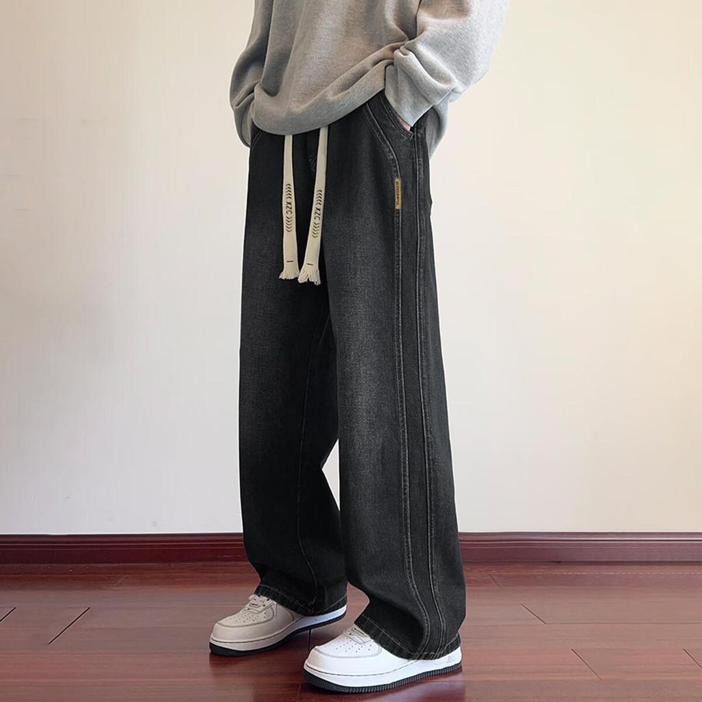 TonLion Autumn And Winter Men's Side-Slit Straight-Leg Jeans
