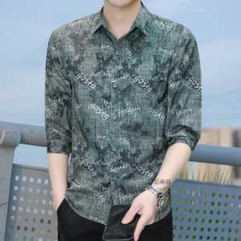 Men's Stylish Mid-sleeve Three-quarter-sleeve Shirts Korean Casual Versatile Shirts Trendy Handsome