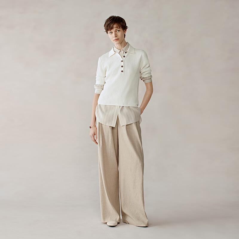 

OVVOVV Women s Linen Blend Relaxed Wide-Leg Pants L