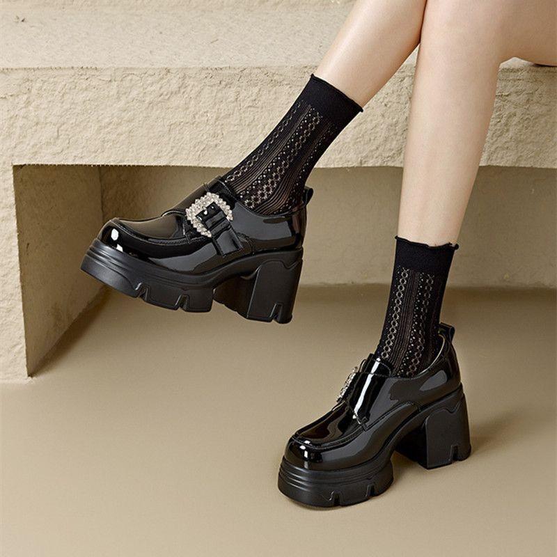 Fashion Fashion Round Toe Flat Leather Thick-soled Womens Loafers 2025 Casual Solid Color Platform Women's Flat Shoes Zapatillas Mujer