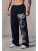 YOUNG Trend Men's Loose Fit Wide Leg Print Fitness Pants