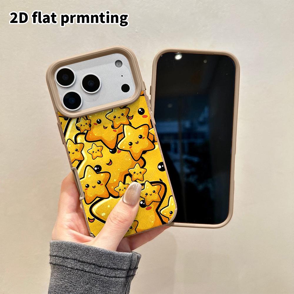 Phone Case: 2D flat lambskin suitable for iPhone 18 17 16 15 14 13 Pro film protective case,cartoon little stars, Christmas and Halloween gift