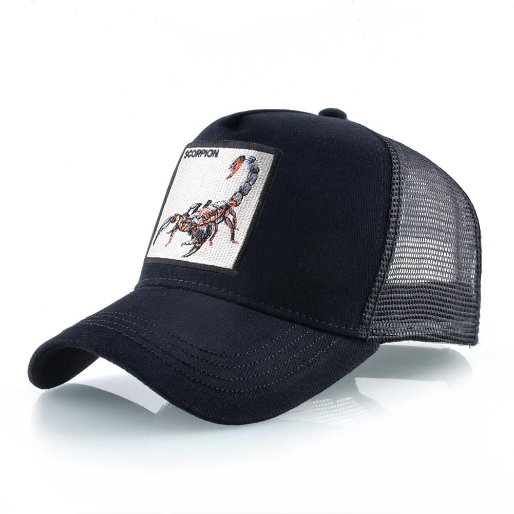 Four Seasons Trucker Cap Men Women Snapback Hip Hop Baseball Cap With Embroidery Scorpion Patch Adjustable Visor Hat