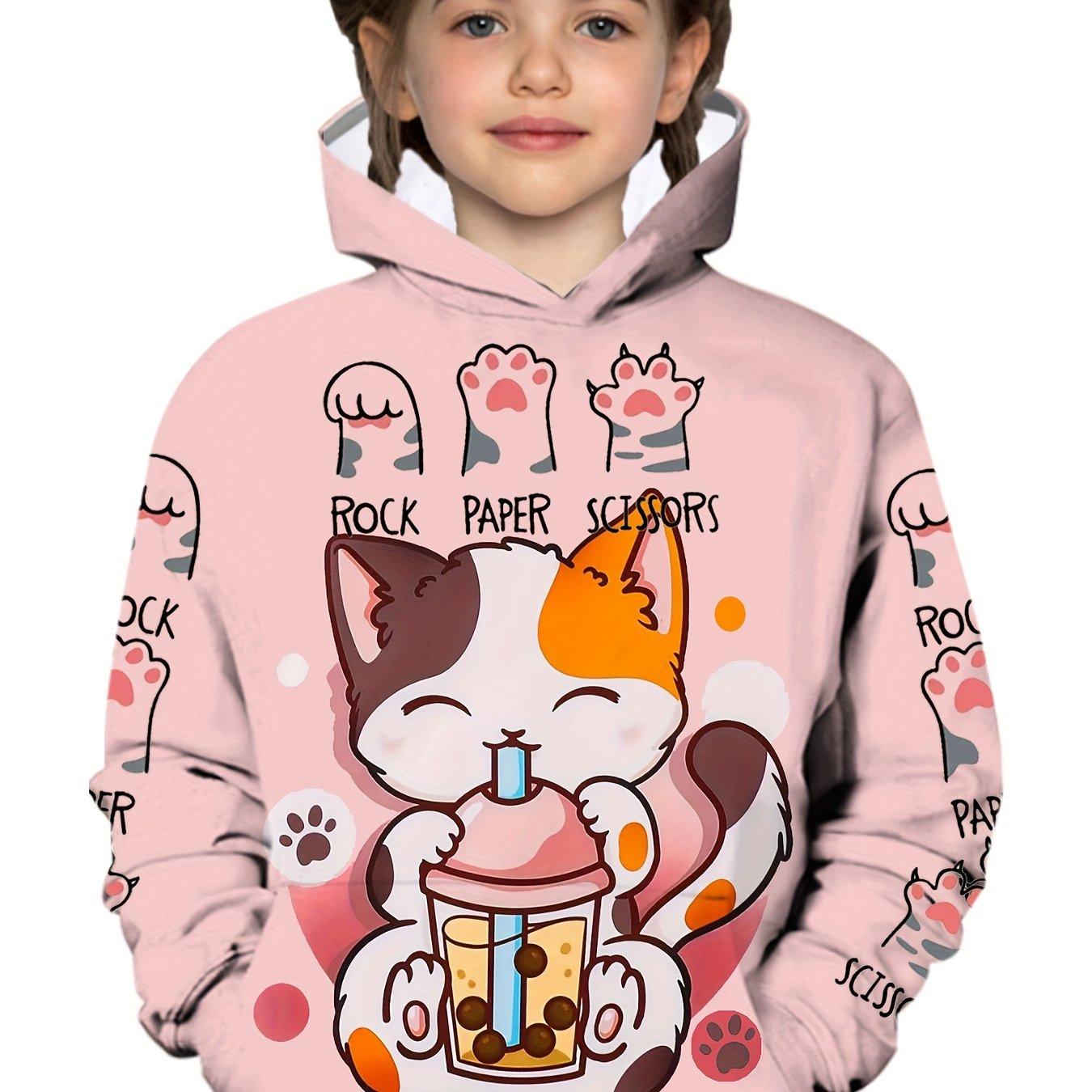 

Детская одежда для девочек Толстовки с длинным рукавом с принтом мультяшного кота Осенняя детская одежда для девочек Kawaii Girl Top Детская одежда для активного отдыха 150CM