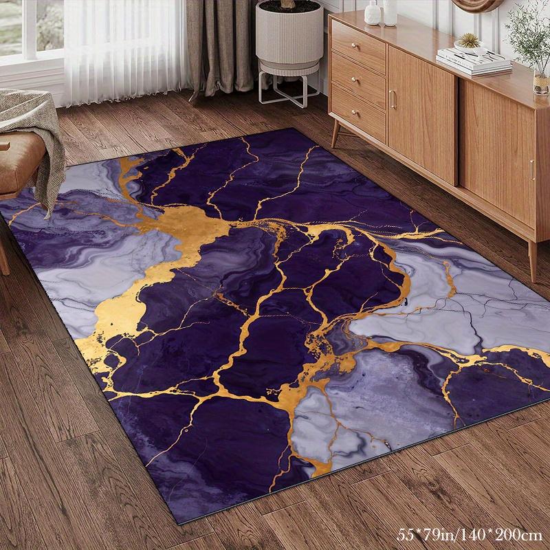 Purple Marble Area Rug, Machine Washable Design, Versatile Indoor Outdoor Carpet, Stylish Home Decor, Non Slip Floor Mat