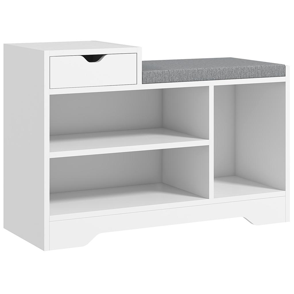 Furniture And Shoe Bench With 1 Drawer And 3 Compartments Capacity For 5 Pairs MDF 76.5L X 30D X 52H Cm
