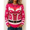 Women’s Long-Sleeve Christmas Pullover Crew Neck Sweatshirt with Christmas Tree and Gift Print Casual Top for Holiday Parties
