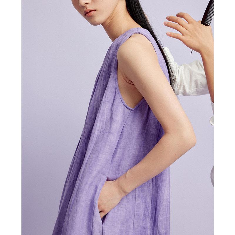 

Льняное платье-майка Юбка средней длины без рукавов