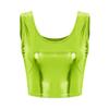 Fashion Women's Shiny Leather Metallic Sleeveless Scoop Neck Crop Tank Tops