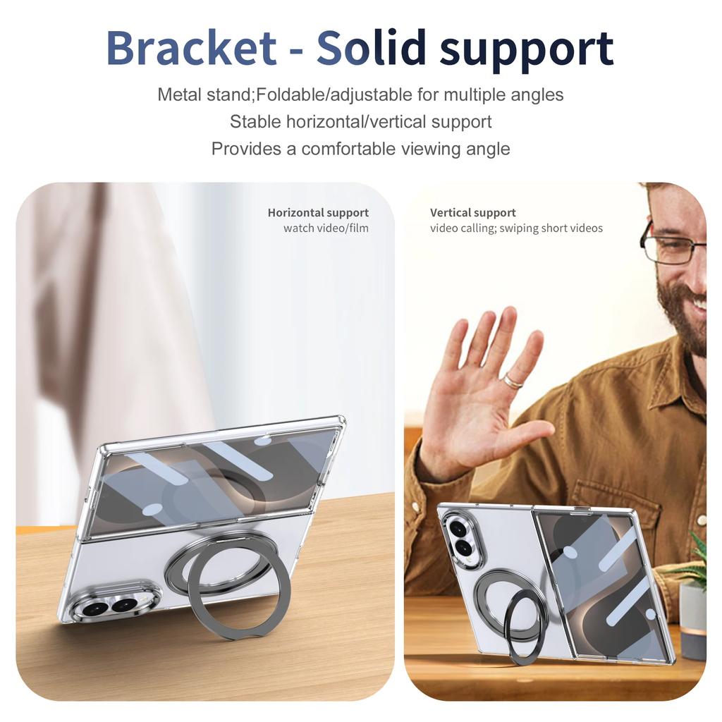 For Samsung Galaxy Z Fold 8 Case Protective HD Transport 360 Rotation Ring Holder Full Cover with film Mobile Phone Back Cover