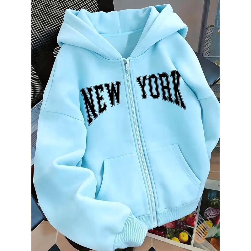 Women's 3D Printed Zipper Hooded Sweatshirt, Long Sleeves, Casual Sport Style