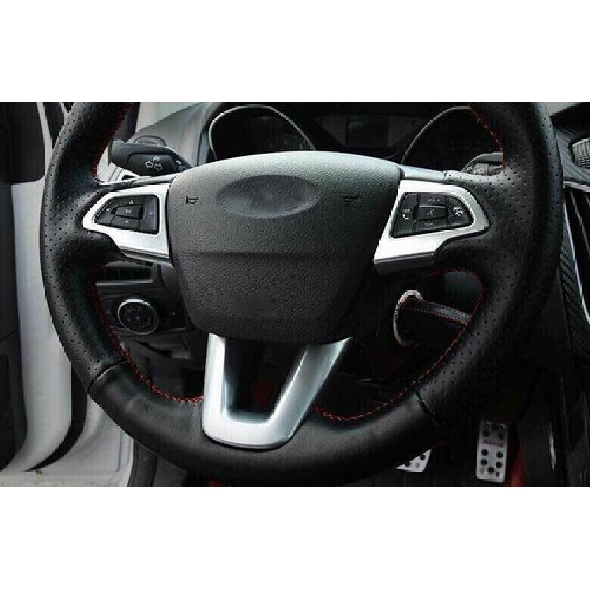 For Ford Focus ST RS 2015-2018 Matte Silver Steering Wheel Button Cover Trim 3PC