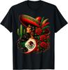 Viva Mexico Mexican Flag Floral Sombrero Fiesta T-Shirt