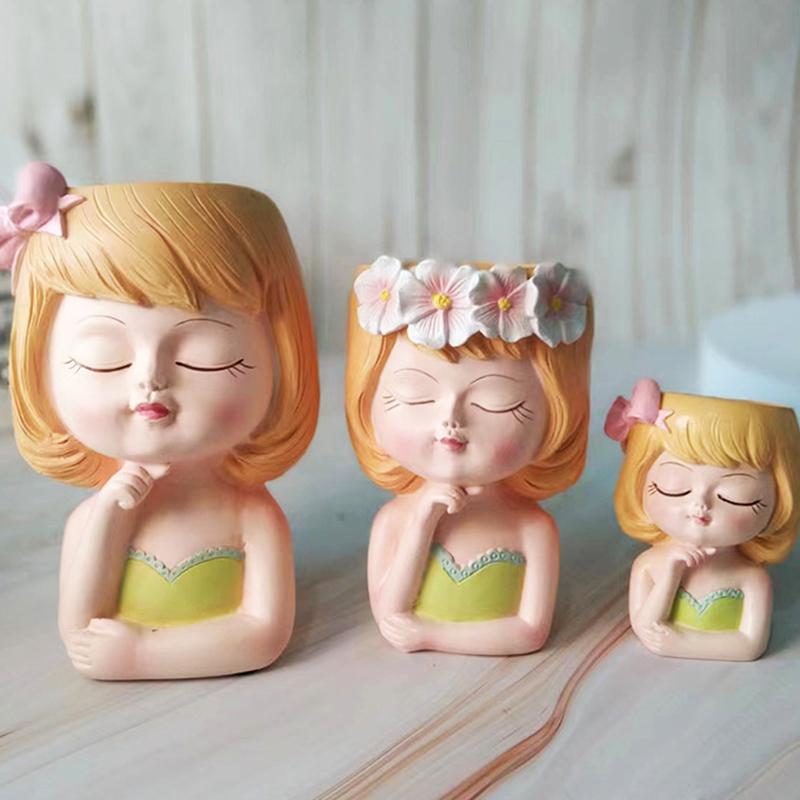 Face Planters Pots Tabletop Decorative Decor Flower Vase Statue Fairy Flowerpot For Cafe Kitchen Drawing Room Bedroom Office