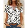 Women's Casual, Short-sleeved T-shirt, All-over Print, Leopard Print, Pattern, Round Neck,suitable for Spring, Summer and Autumn