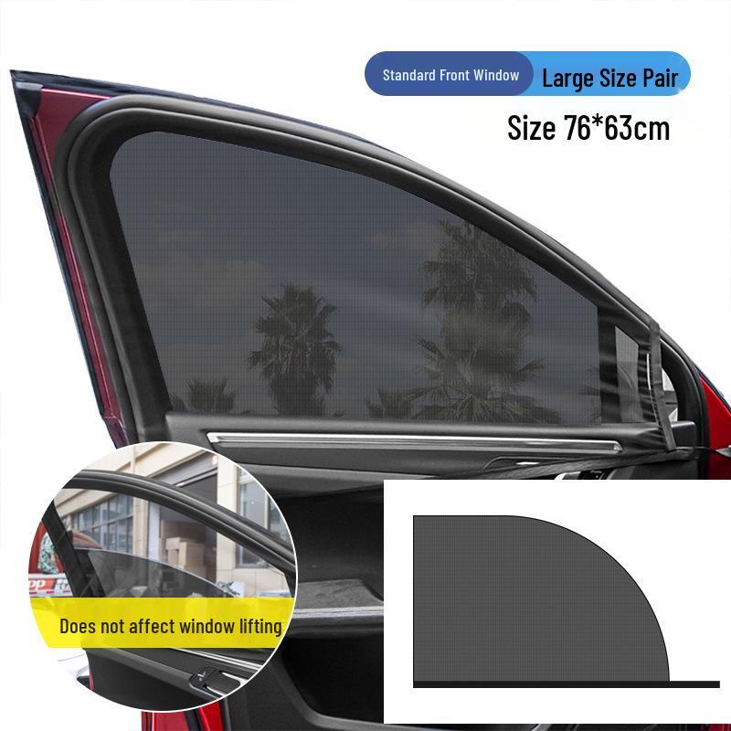 Car Mosquito Net Screen: Black Mesh Sunshade & Heat Insulation Car Curtains