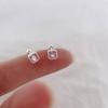 925 Silver Needle Zircon Square Bead Screw Mini Stud Earrings For Women Classic Fine Jewelry Exquisite Accessories