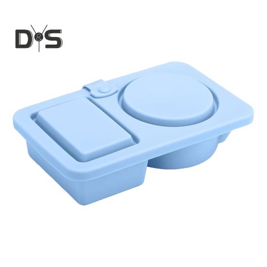 

Контейнеры для закусок с крышками, 2-секционный силиконовый контейнер для соуса, не содержащий бисфенол-А, герметичная коробка для приправ для обеда синий
