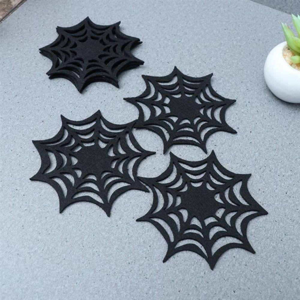6pcs Heat Resistant Spider Web Coaster Hollow Spider Web Cup Mat Spider Web Cup Pad  Halloween