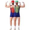 Fantasia Cosplay Masculina Super Mario Bros M XL Vermelho Verde Roupa de Festa de Jogo Halloween