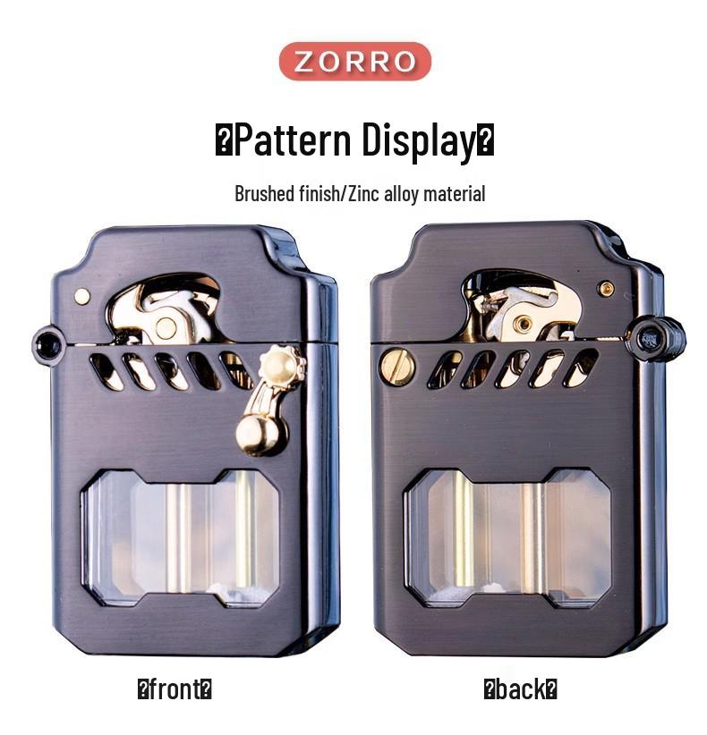 Zorro Cyber Mecha Kerosene Lighter with One-Key Ejection and Transparent Rocker Arm - Classic Gift for Men