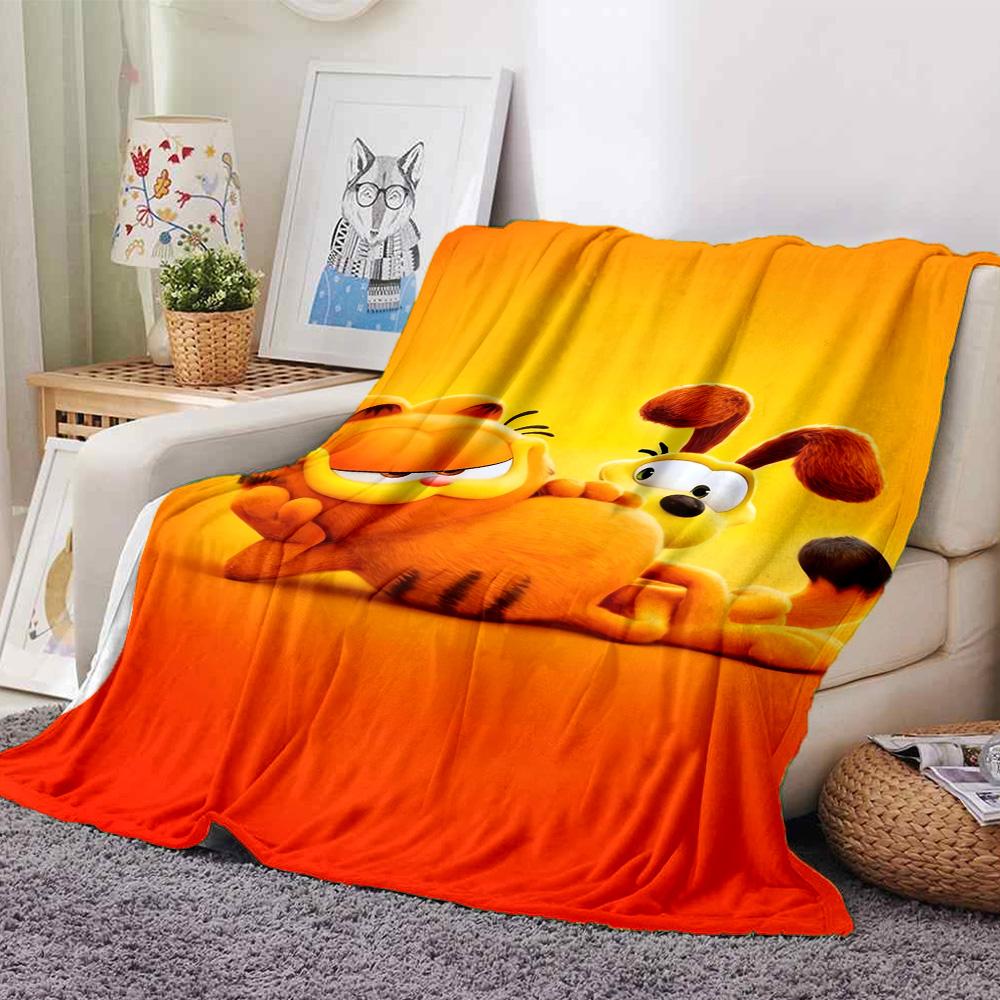 Garfield Puss Boots Flannel Blanket Super Soft Warm Cozy Blanket For Sofa Bed Office Travel Allseason Home Decor Gift