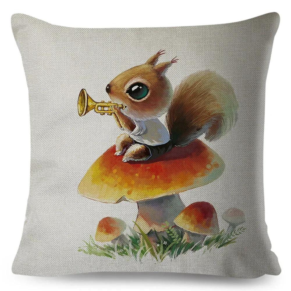 Cute Cartoon Animal Pillowcase Watercolor Animal Cushion Cover Living Room Bedroom Sofa Linen Decorative Pillowcase