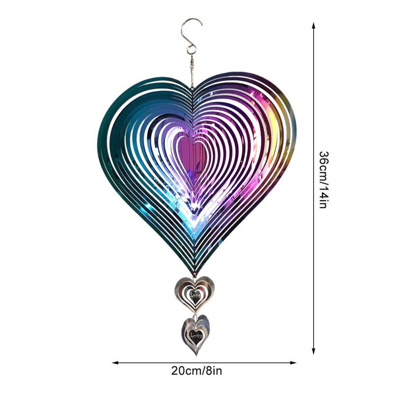 360° Heart Wind Spinner Outdoor Yard Garden Hanging Home Garden Decor