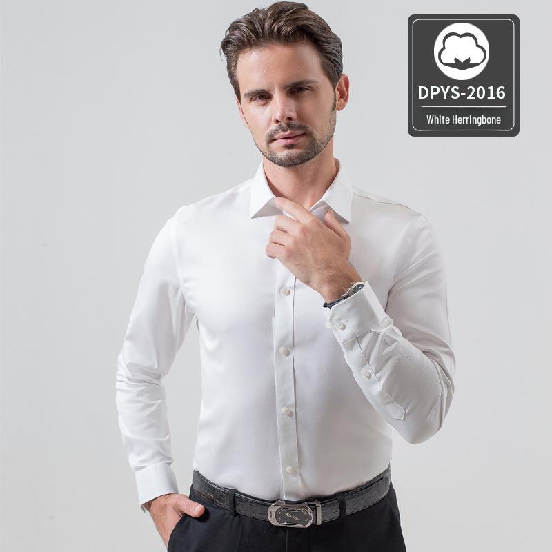 2022 Premium Men's Long-Sleeve Iron-Free Pure Cotton Shirt - Light Luxury Business Wear