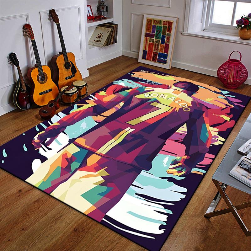 Colorful Ronaldo Silhouette Artwork Patterned carpet a non slip rug suitable for all seasons and any setting, gift