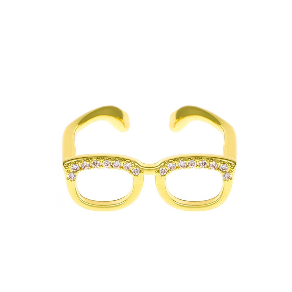 Interessanter Hip-Hop-Fingerring mit schrulligem Design, personalisierte Kreativität, Mini-Fingerbrillenring, verstellbare Öffnung, Fingerring für Paare