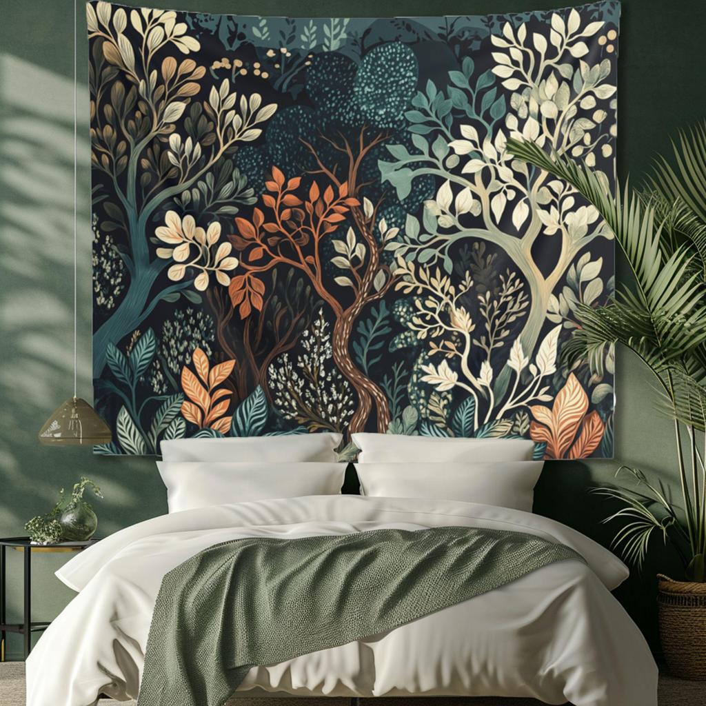 VIKAMA Morandi Color Series Fantasy Forest Tapestry Bohemian Style Living Room Atmosphere Decoration Room Decoration