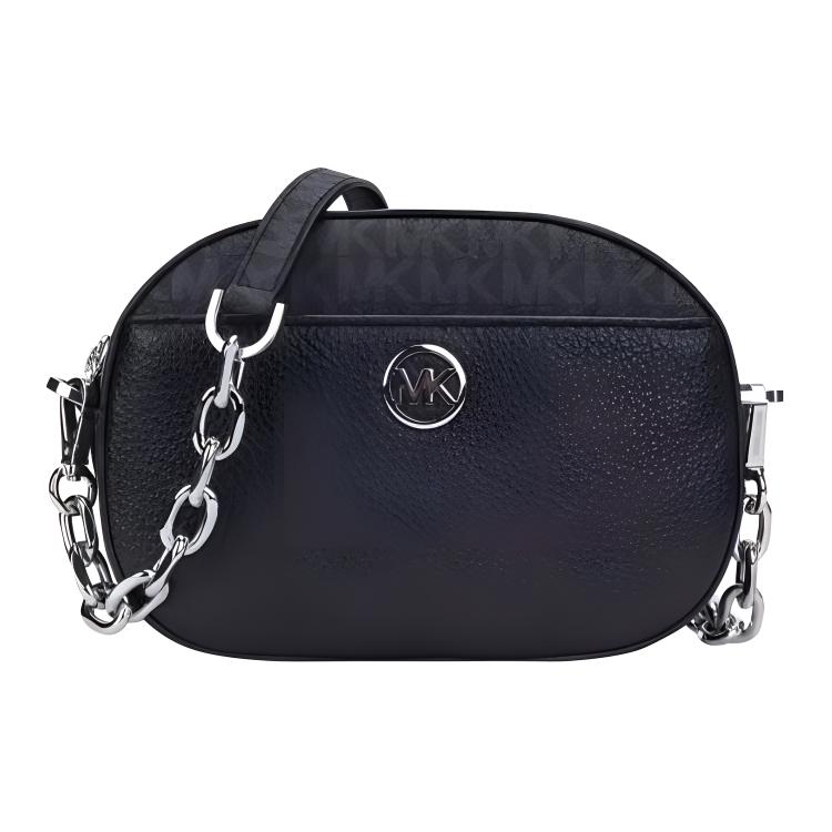 

Michael Kors Mk Jet Set Letter Logo Color Block Fashion Simple Oval Pvc With Leather Shoulder Crossbody Bag Small Women Bags Black 35S3S8GC1O-BLACK Basic Set (Bag+Dust Bag)