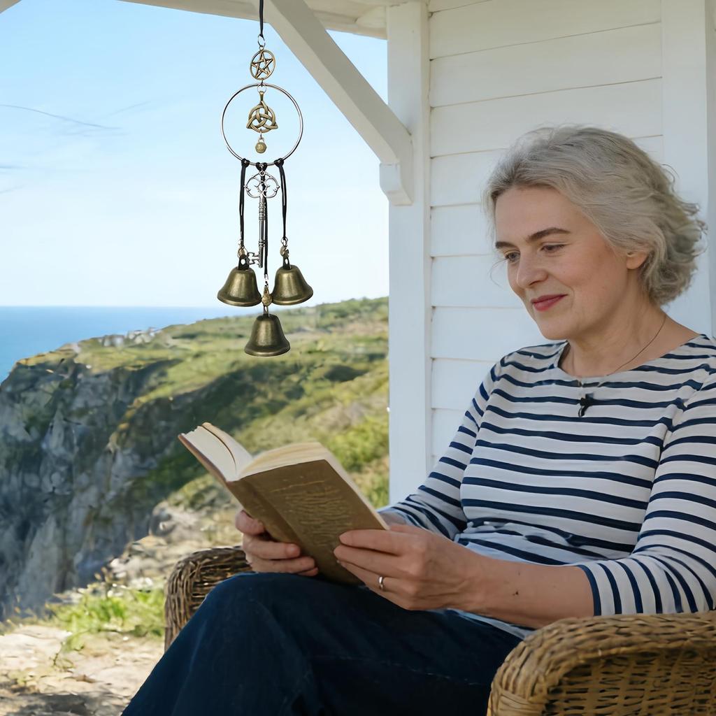 Witch Bells for Door, Vintage Wind Chimes Ornament Witches Bells for Window, Balcony, Garden for Halloween Christmas Fall