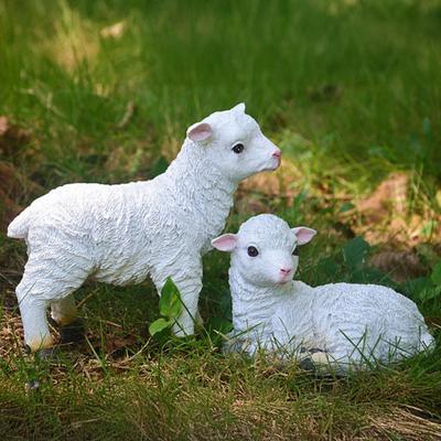 Outdoor Sheep Statue Garden Resin Sheep Sculpture Cute Realistic Lamb Ornament for Courtyard