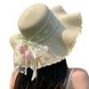 Summer Tulip Straw Hat, Seaside Vacation Bow Sunscreen Sun Hat, Large Brim Sun Hat Wholesale Spot