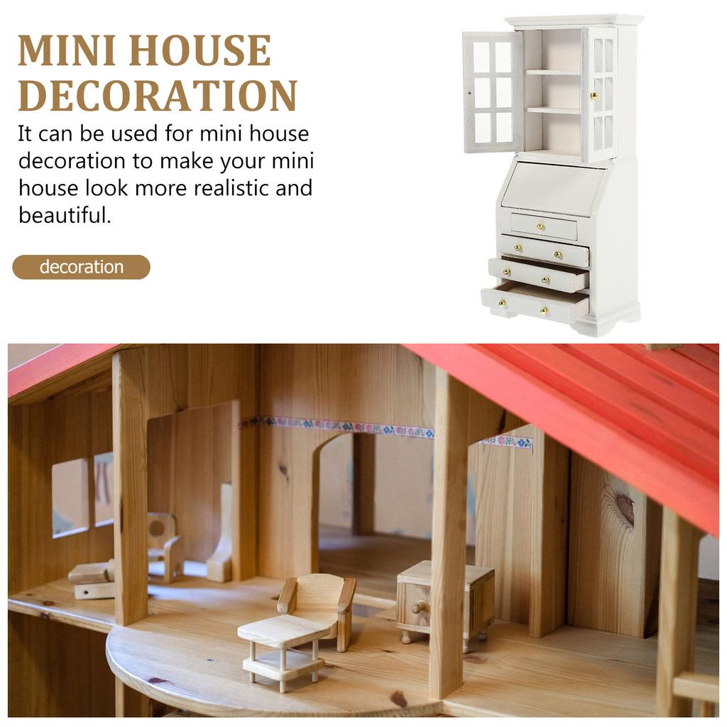 Miniature Cabinet 1:12 Scale Wooden Tiny House Furniture Creative Decoration for Living Room Bedroom Study Micro Scene