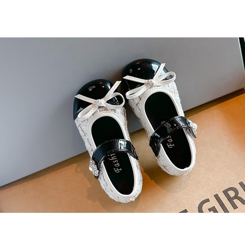 Korean Style Solid Color Princess Mary Jane Leather Shoes For Girls Kids
