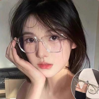 Fashionable Large Frame Glasses, High-definition Blue Light Blocking Glasses, Women's Retro Ultra Light Glasses Frame