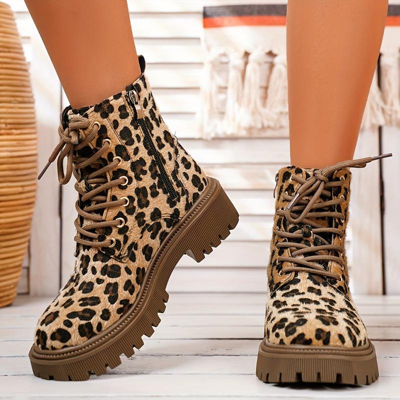 Women's minimalist solid color boots, lace round toe edge zipper platform comfortable shoes, versatile four season boots