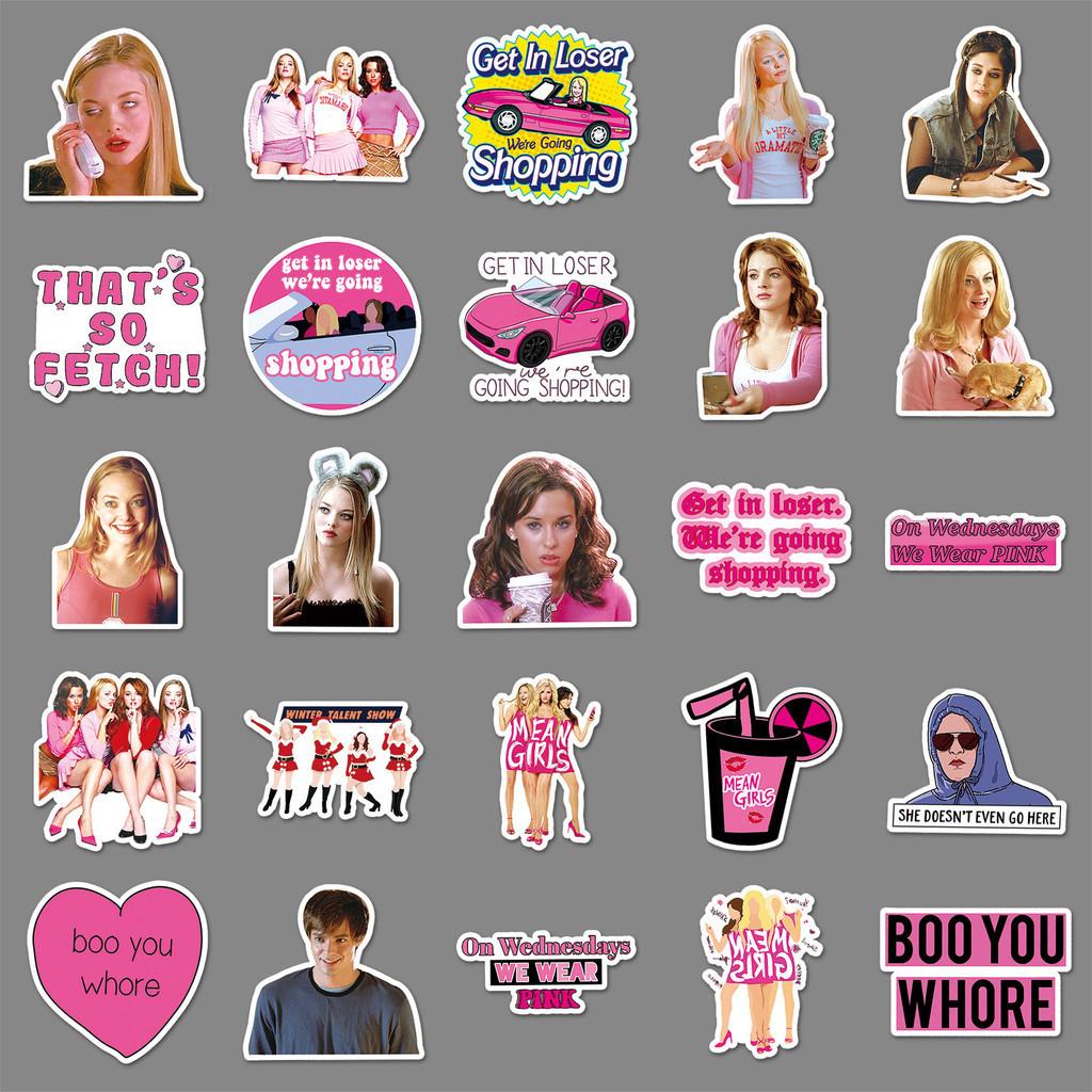 Cute 50pcs Mean Girls Decorative Waterproof Stickers For Skateboards Phone Cases