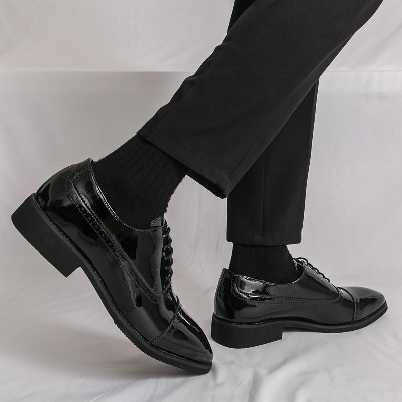 Men Oxfords Dress Brogues Derbys Brown Formal Business Black Patent Leather Shoes Tuxedo Wedding Shoes Over Sized
