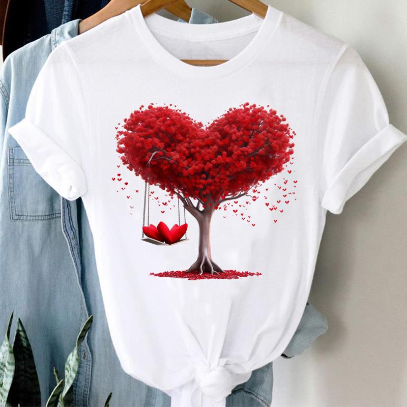 (Asian Size) watercolor flower style cute Printed Female Clothing Women Tee Lady  T Shirt  Casual Fashion Top Graphic Short Sleeve T-shirts