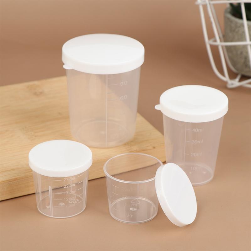 10Pcs/Set 20/30/50/100Ml Clear Liquid Pill Measuring Cups With Lids Travel Pill Organizer Cup Container For Liquid Medicine