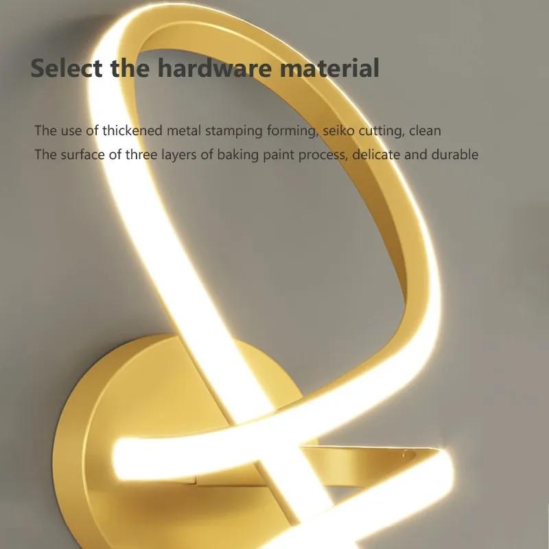 Modern LED Wall Lamp Nordic Gold Bedroom Bedside Wall Lights With Plug Wall Sconce For Minimalist Entryway Corridor Aisle Lights