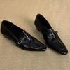 Retro Square Toe Chunky Heel Women's Loafers - Summer 2026 Slip-On Fashion Leather Shoes