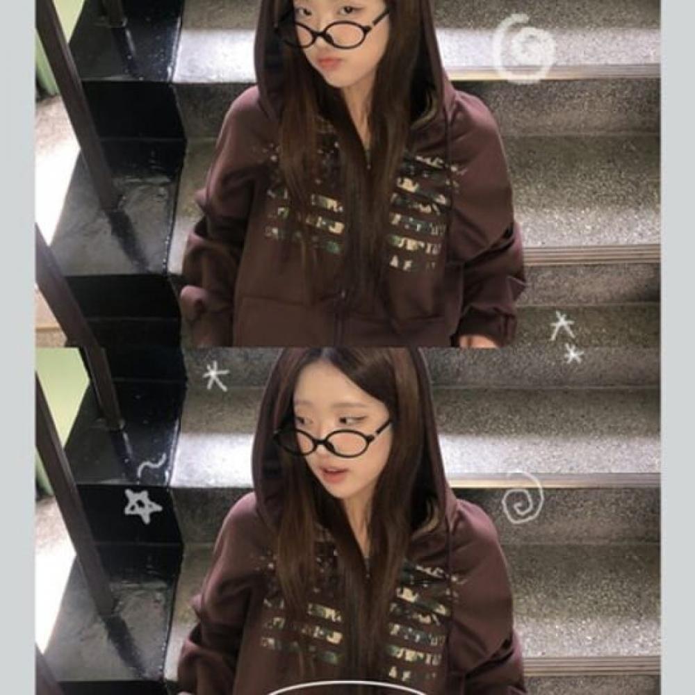 The Pink Oversized Crack Printing Two Way Fleece Hooded Jacket
