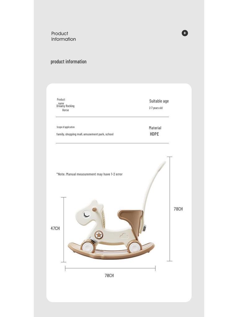 Happy Tree Dual-Use Wooden Rocking Horse & Slider for Infants & Toddlers with Free Shipping