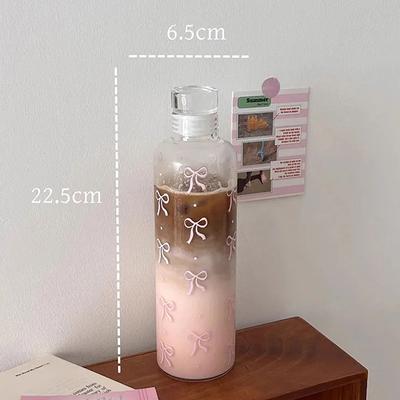 500 ml Kawaii Bow plastová láhev na vodu s časovou stupnicí Průhledný pohárek na vodu Školní sportovní láhev na pitnou vodu